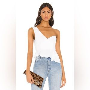 Revolve White One Shoulder Top